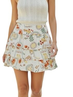 Kirious Los Angeles Tiered Fruit Print Mini Skort Size M